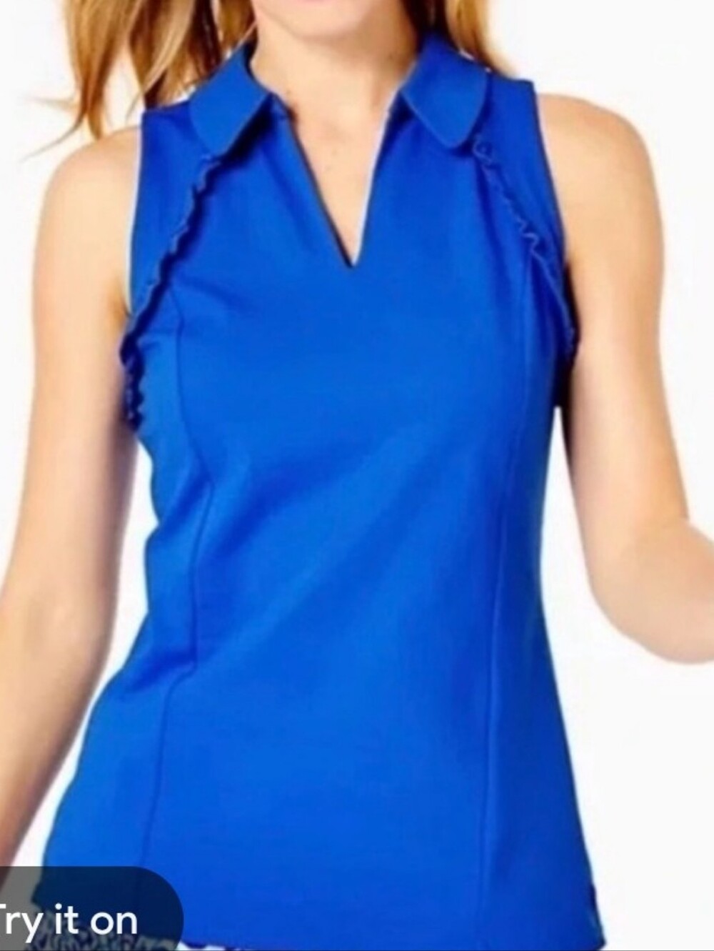 Lilly Pulitzer Luxletic Blue Sleeveless Polo Top